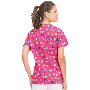 Bluza medicala roz cu dintisori