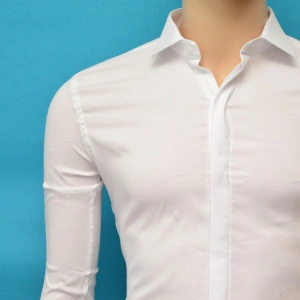 Camasa Alba Slim Fit cu nasturi ascunsi 
