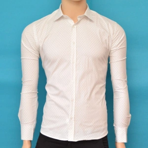 Camasa Slim Fit barbati alba cu model - Camasa barbati ZR73