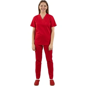 Costum medical rosu - unisex STRECH