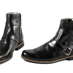 Ghete barbati negre piele naturala casual-elegante, cu fermoar si sireturi.
