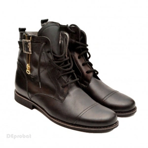 Ghete barbati piele naturala Negre casual-elegante cu siret cod G24