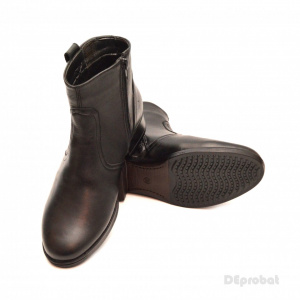 Ghete dama casual-elegante negre din piele naturala cu fermoar