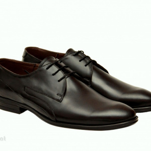 Pantofi barbatesti negri lucrati manual piele naturala cod P154N - Editie de LUX