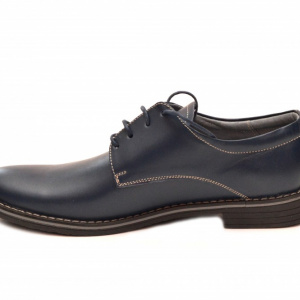 Pantofi barbati piele naturala bleumarin casual-eleganti cu siret cod P69BL - Img 4