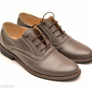 Pantofi barbati piele naturala Gri casual-eleganti cu siret cod P52