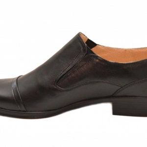 Pantofi barbati piele naturala negri casual-eleganti cu elastic