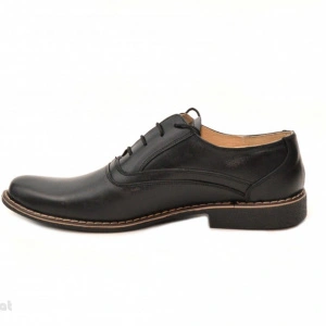 Pantofi barbati piele naturala negri casual-eleganti cu siret