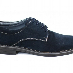 Pantofi barbati piele naturala velur bleumarin casual-eleganti cu siret