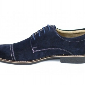 Pantofi barbati piele naturala velur bleumarin casual-eleganti cu siret