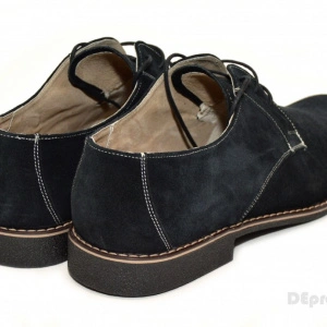 Pantofi barbati piele naturala velur negri casual-eleganti cu siret