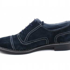 Pantofi bleumarin barbati piele naturala velur casual-office - cod P84 - Img 4