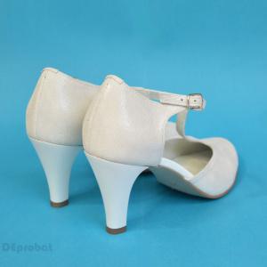 Pantofi dama albi sidefat eleganti din piele naturala cod P362 - Img 2