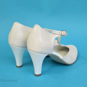 Pantofi dama albi sidefat eleganti din piele naturala