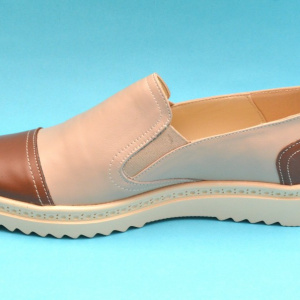 Pantofi dama bej casual-eleganti din piele naturala cu elastic