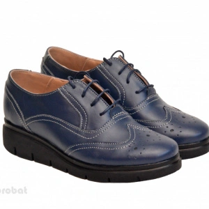 Pantofi dama bleumarin casual-eleganti din piele naturala Oxford Black cod P161BLM