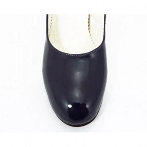 Pantofi dama bleumarin eleganti din piele naturala lacuita cu toc de 9 cm