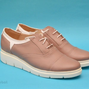 Pantofi dama crem cu alb casual-eleganti din piele naturala cod P141, model Selena