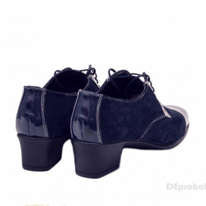 Pantofi dama eleganti bleumarin din piele naturala cu toc 4 cm