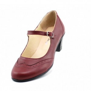 Pantofi dama eleganti din piele naturala grena cu toc de 5 cm