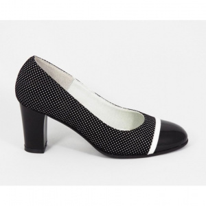 Pantofi dama eleganti din piele naturala negri cu buline