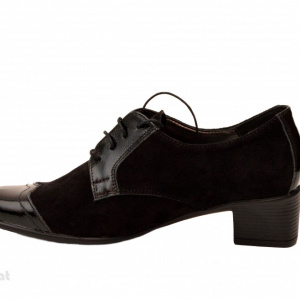 Pantofi dama eleganti negri din piele naturala cu toc 4 cm