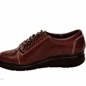 Pantofi dama grena cu siret din piele naturala cod P183GR - Img 3