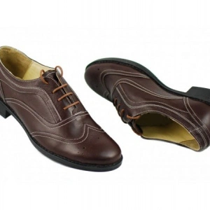 Pantofi dama maro casual-eleganti din piele naturala Oxford