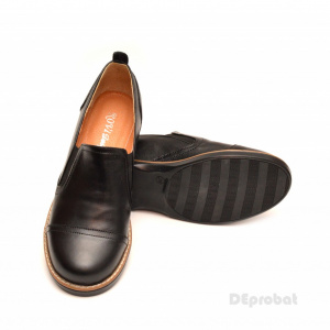 Pantofi dama negri casual-eleganti din piele naturala cu elastic cod P104 - Img 5