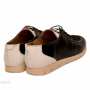 Pantofi dama negri cu alb din piele naturala cod P185 - Img 2