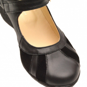 Pantofi dama negri din piele naturala cu platforma cod P40N - Made in Romania - Img 5
