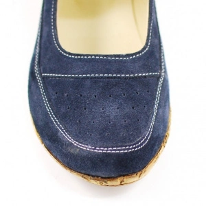 Pantofi dama piele naturala bleumarin velur cu platforma