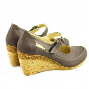 Pantofi dama piele naturala gri cu platforma