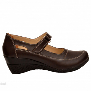 Pantofi dama piele naturala maro cu platforma