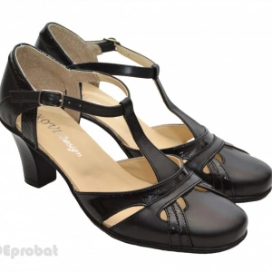 Pantofi dama piele naturala negri cu bareta cod P12 - Made in Romania