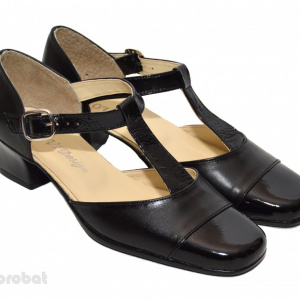 Pantofi dama piele naturala negri cu bareta cod P26 - Img 1