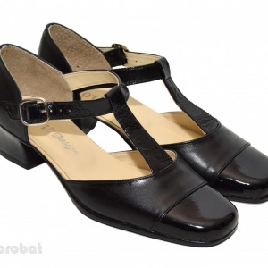 Pantofi dama piele naturala negri cu bareta cod P26