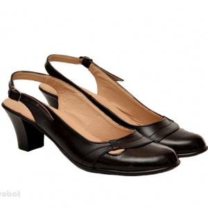 Pantofi dama piele naturala negri cu bareta lucrati manual cod P155