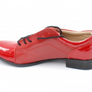 Pantofi dama piele naturala rosii cu siret cod P91 - Img 3