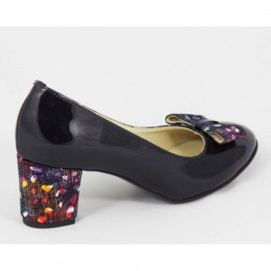 Pantofi eleganti dama bleumarin lacuiti din piele naturala