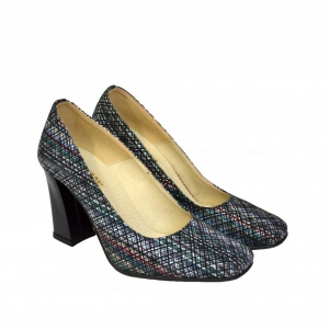 Pantofi multicolori dama eleganti din piele naturala cod P378