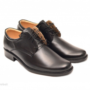 Pantofi negri barbati piele naturala casual-eleganti cu siret cod P70