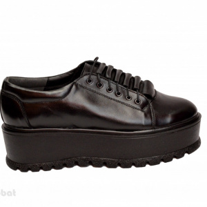 Pantofi negri dama cu talpa inalta 5,5 cm din piele naturala cod P187 - Img 3