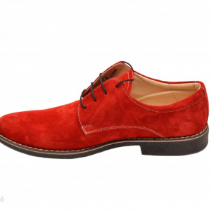 Pantofi rosii barbati piele naturala velur casual-office