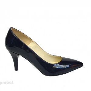 Pantofi stiletto bleumarin lacuiti dama eleganti din piele naturala