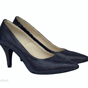 Pantofi stiletto dama eleganti din piele naturala bleumarin cod P331