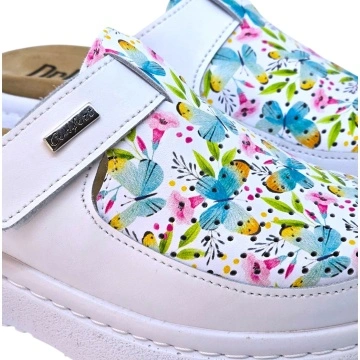 Saboti Dr Feet 21301 alb cu fluturasi - dama