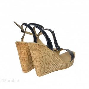 Sandale dama bleumarin cu platforma de 10,5 cm din piele naturala