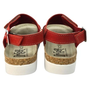 Sandale Dr Feet 9016 rosu cu detalii de pluta - dama
