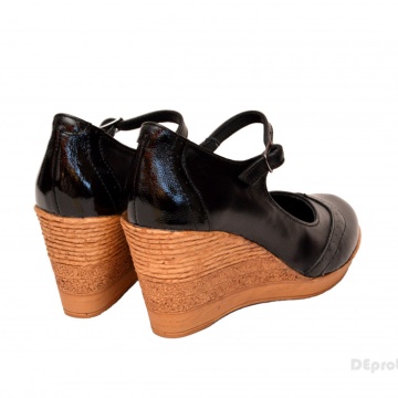 Pantofi dama piele naturala negri cu platforma